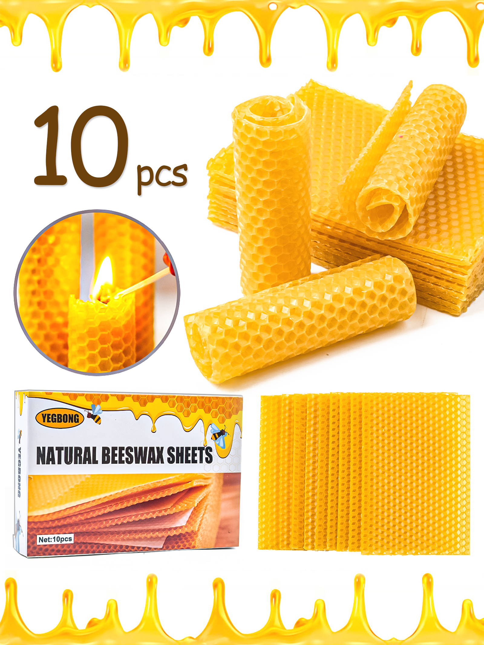 Candle Making Material - 10Pcs Natural Honeycomb Bee Wax Sheets