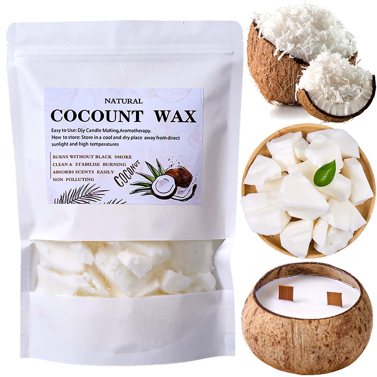 Coconut Wax Flake - 1LB Natural Plant Coconut Wax White
