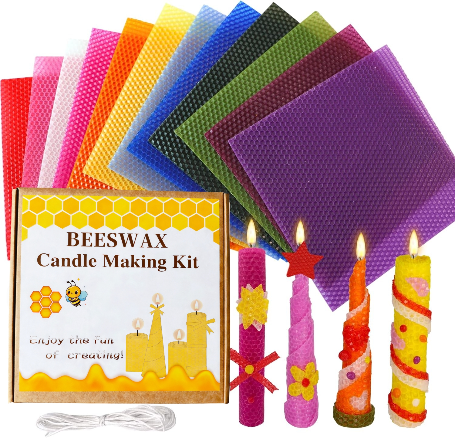 Candle Making Kit For Kids - Beeswax Candle Making Kit 12pcs 8