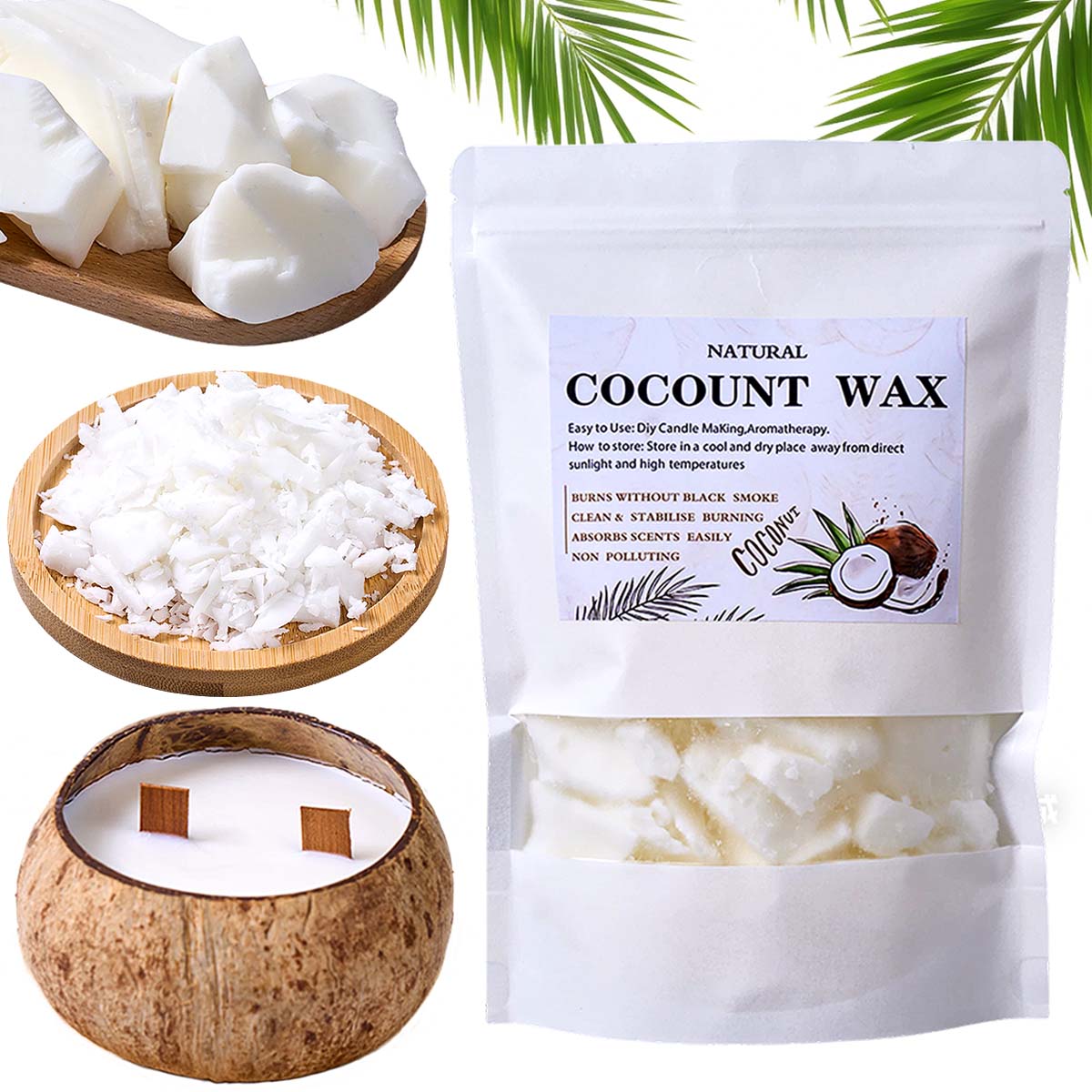 1LB Natural Plant White Coconu - Coconut Wax Flake ulasan dan harga