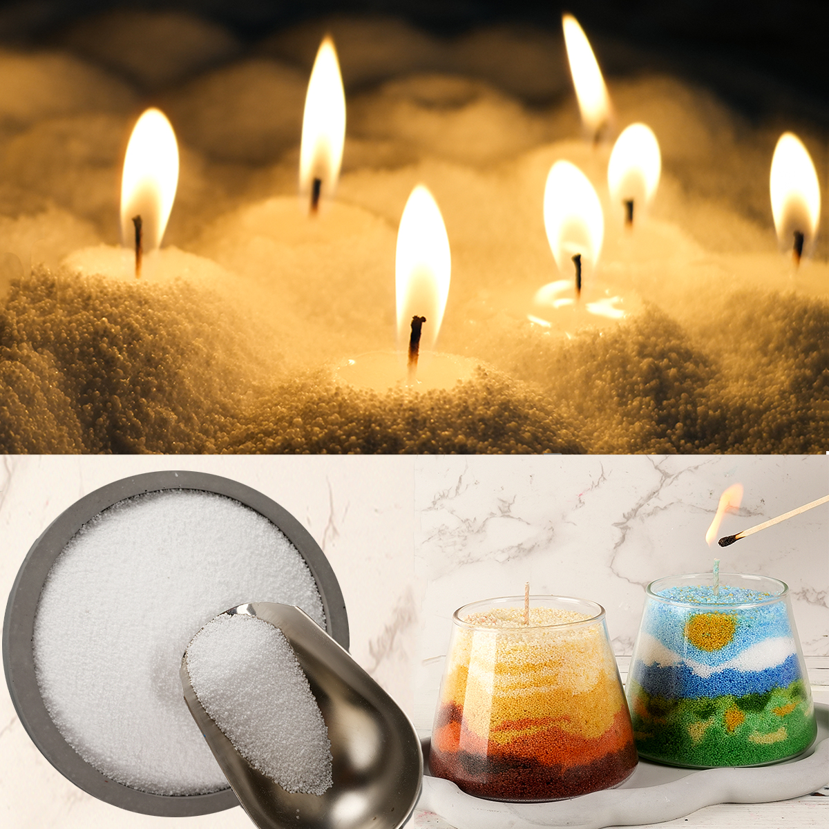 500g/1000g White Sand Wax Ice  - Candle Making Material ulasan dan harga