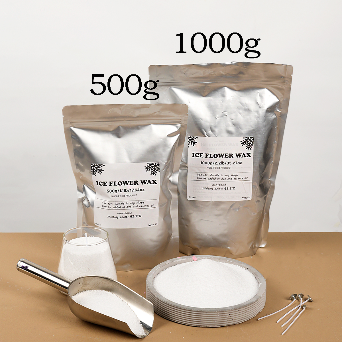 500g/1000g White Sand Wax Ice  - Candle Making Material ulasan dan harga
