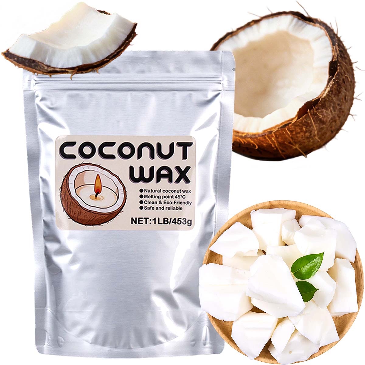 1LB White Coconut Wax Natural  - Coconut Wax Flake ulasan dan harga